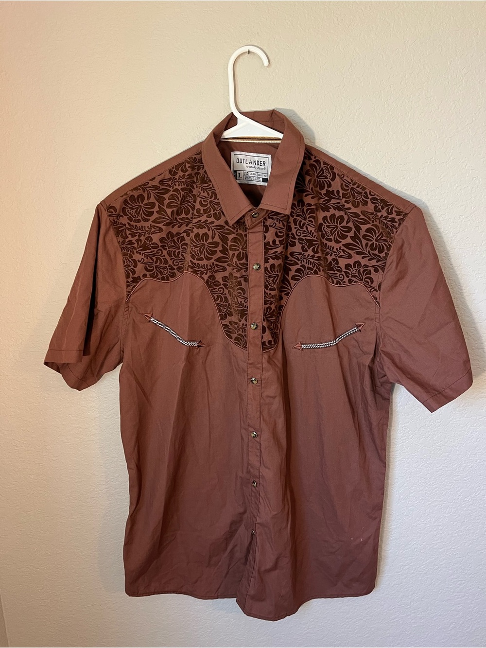 Outlander by Craft + Flow Men’s Large Western Shirt Brown Floral Pearl Snap Cowb